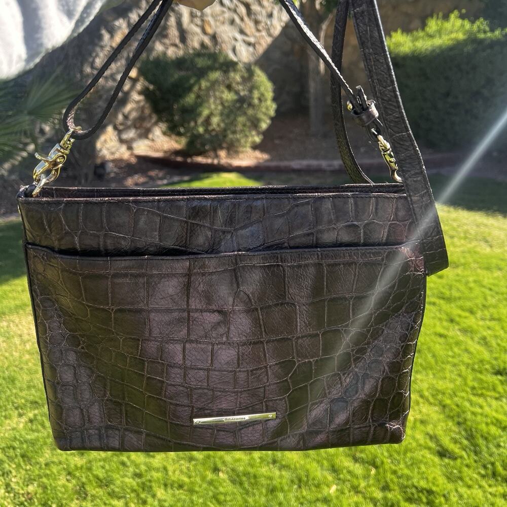 Brahmin Bag Shoulder Crossbody Adj. Strap Changing Color Croc Leather 12”x8.5”x2